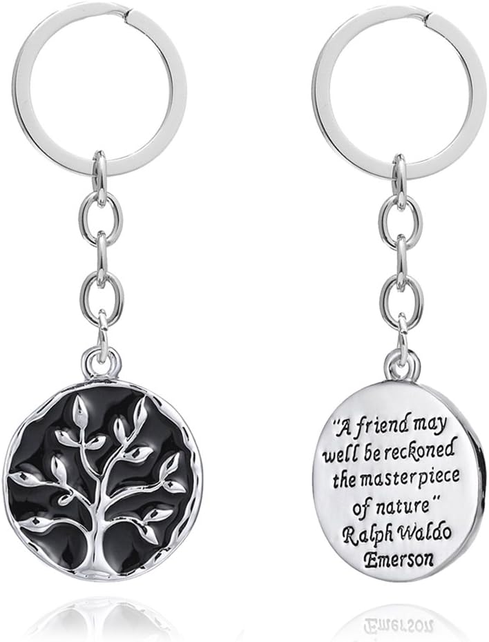 A friend may well be reckoned the masterpiece of nature - Double Side Key Chain Ring BBF Best Friend Gift