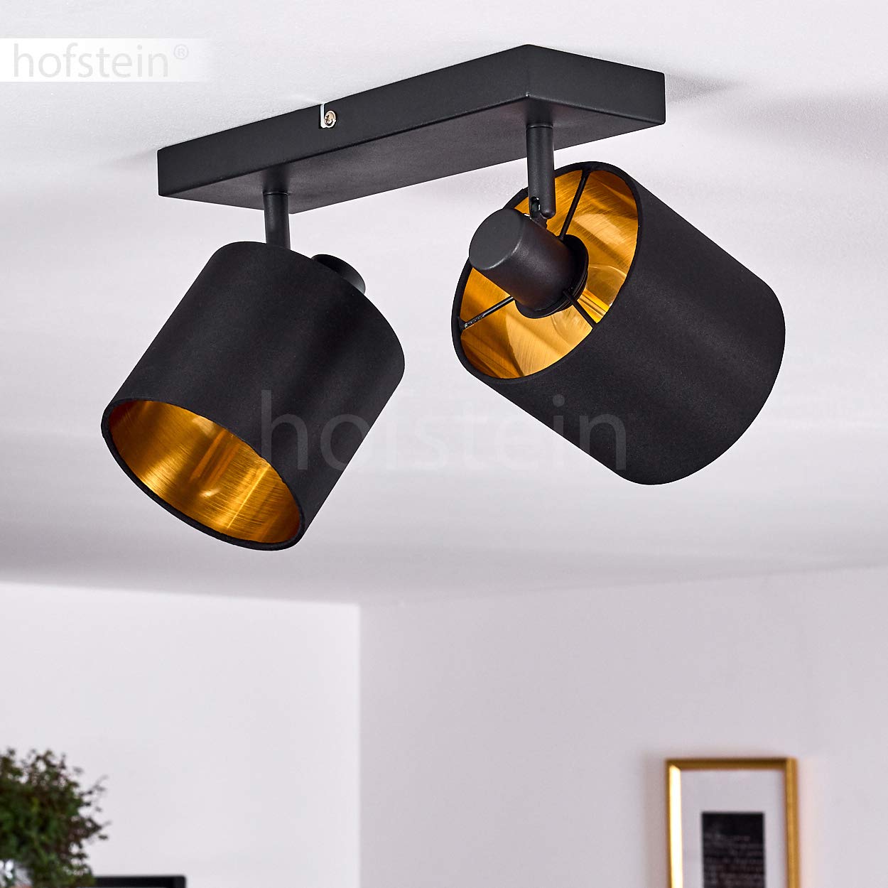 LED plafondlamp Golden Veil, zwart/goud, dimbaar, metaal