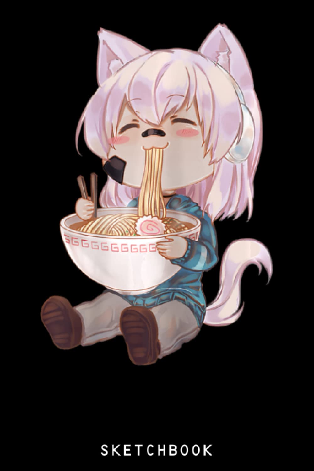 アニメ Original Japanese animation, Chibi-neko! Chibi Cat Anime Girl Cute Kawaii Japanese Cat Ramen: Size 6x9 120