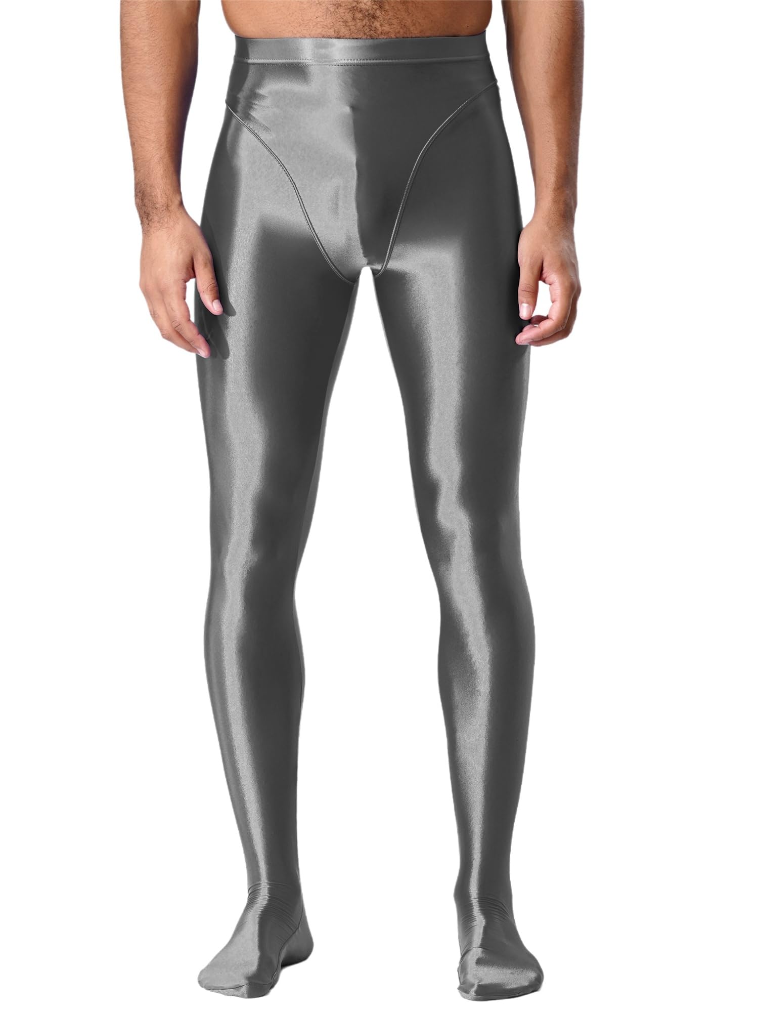 Legging Brillant Glossy Taille élastique Homme Pantalon De Sport Gymnastique Danse Ballet Collant L-XL
