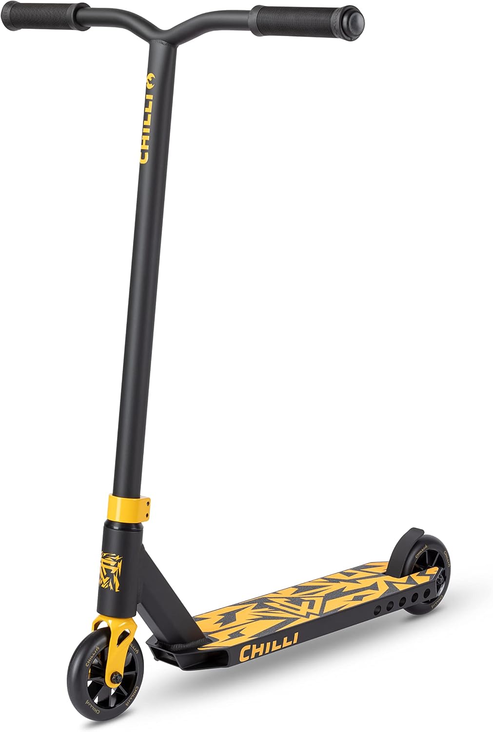 Chilli Corey Funk Signature Scooter- Quality Freestyle Extreme Beginner Stunt Scooter for Ages 6 and up , 110mm Wheels, Chromoly T-bar, Chilli Spider IHC Compression, Pre-Assembled