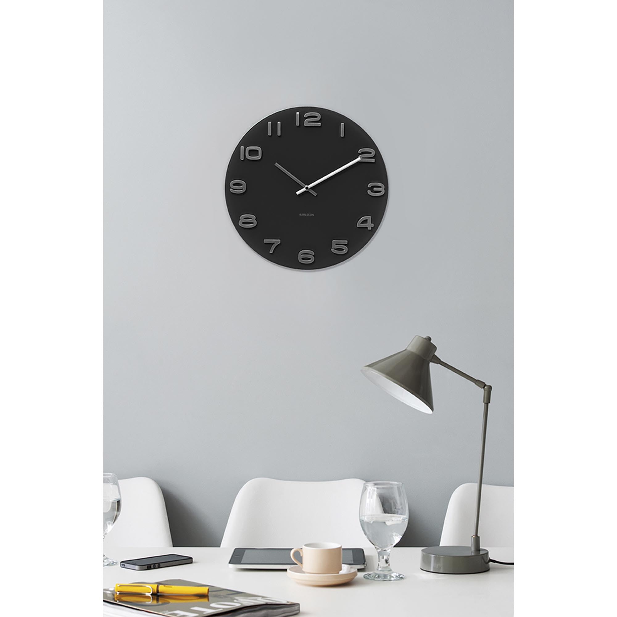 Karlsson KA4401 Vintage Orologio da Muro Tondo, Nero