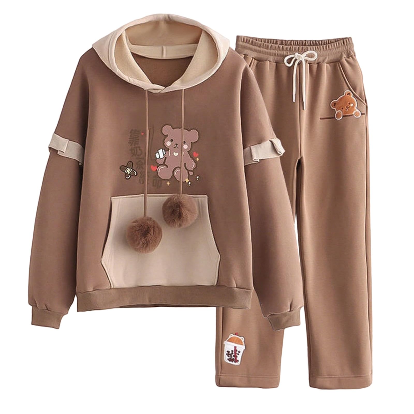 Generico Completo da Ragazza Composto 2 Pezzi, Tuta Casual con Felpa e Pantaloni della Abbigliamento Scolastico per Ragazze, Comodo Sportivo #D
