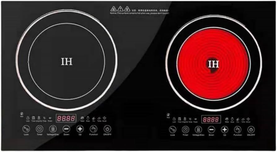 I H調理器具 工事不要 据え置き型2口IH調理器 YES-WL1456(B) YAMAZEN