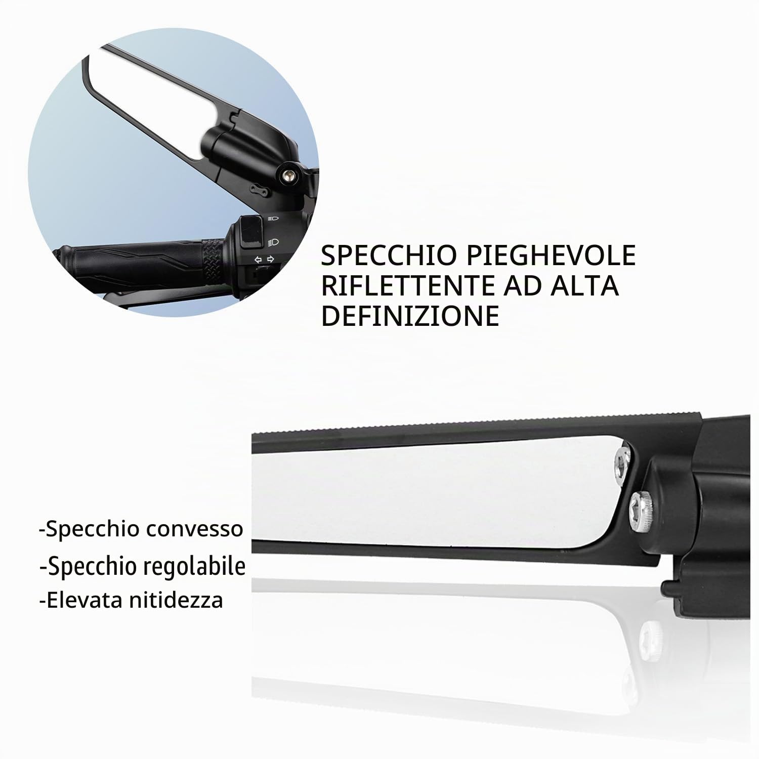 Specchietti moto 180° ruotabile alluminio CNC M8 M10 Sport moto specchietti laterali per MT07 MT09 CB650R CB1000R R1200 R1250 X-max 300 X-ADV 750 (dimensioni ridotte B)