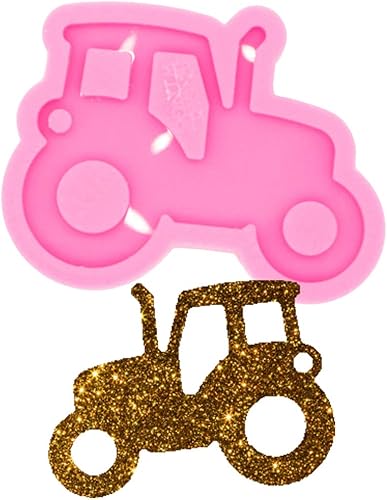 Molde de silicona estilo tractor brillante brillante DIY collar joyería molde epoxi artesanía llavero moldes de resina molde de silicona coche