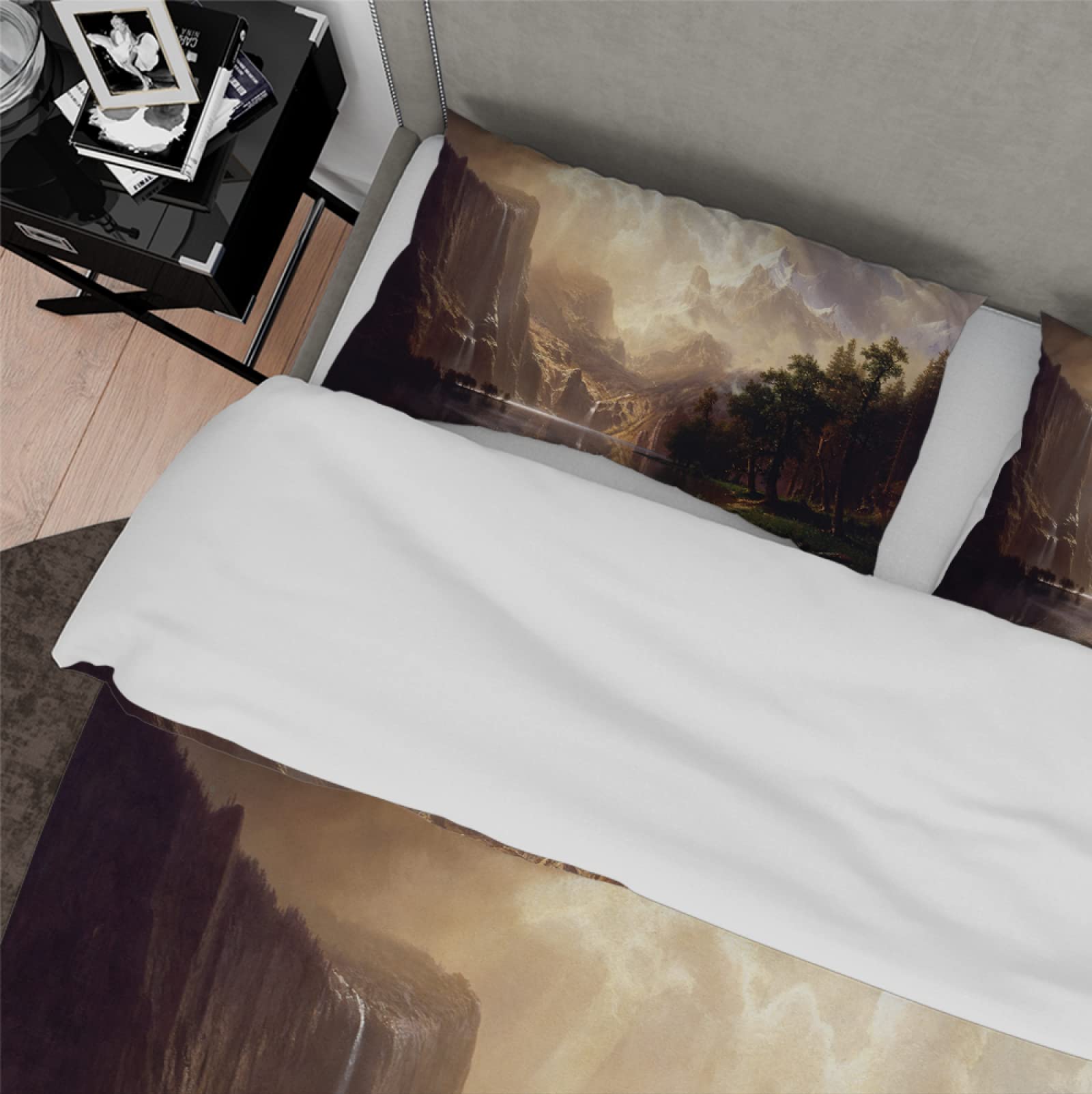 Albert Bierstadt ultra miękki komplet pościeli, 2 poszewki na poduszkę, 1 poszewka na kołdrę, komfortowa, lekka pościel 140 x 200 cm