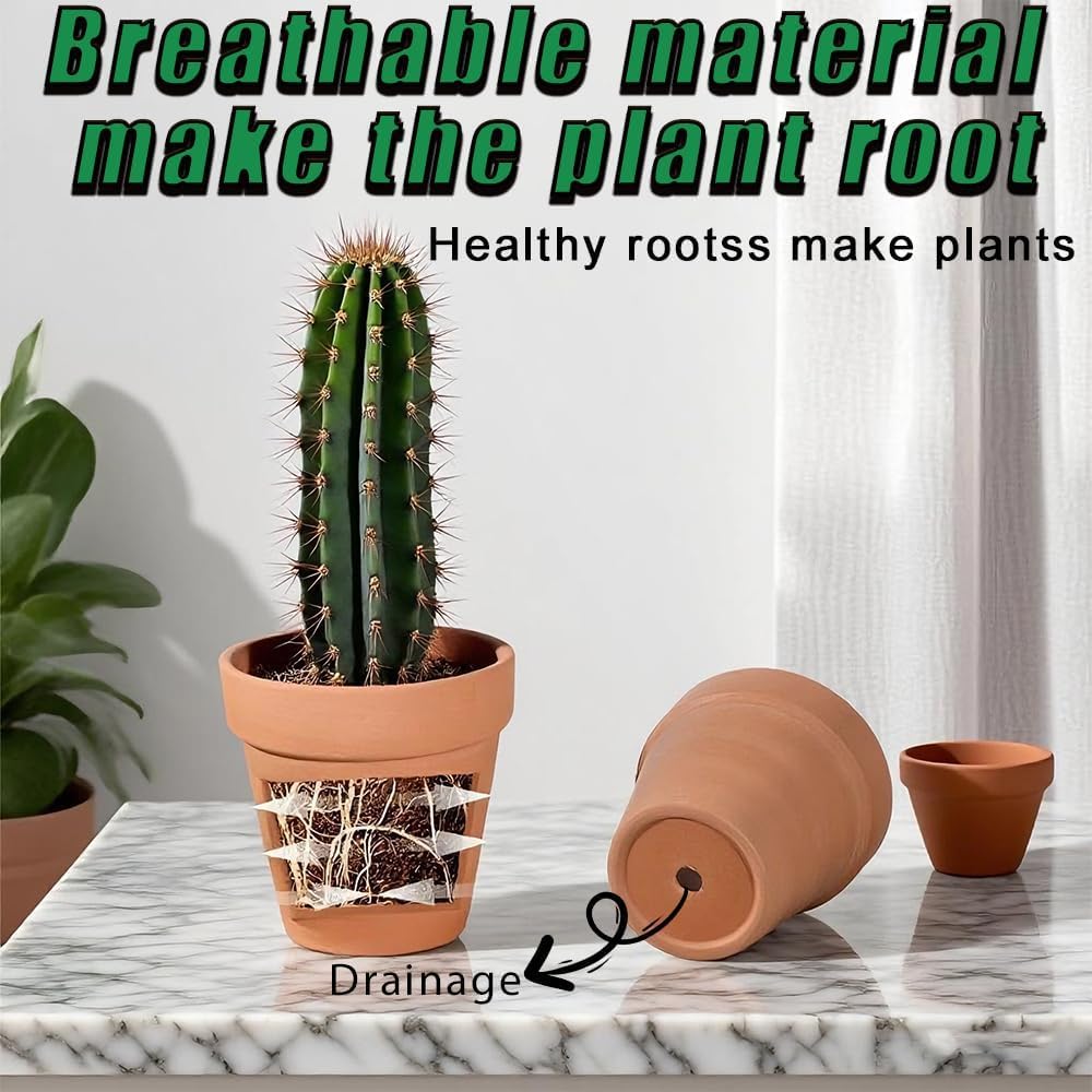 Set di 4 vasi in terracotta, diametro di 14 cm, in terracotta, con foro di scarico, per fai da te, riutilizzabili, per stanze, ufficio, interni e giardini