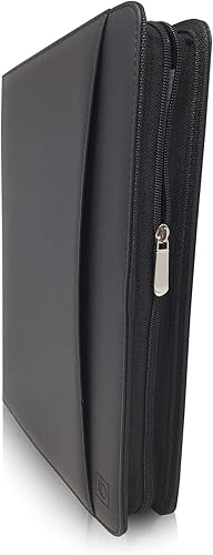 Miniatura 5 de Lautus Designs Portafolio de negocios con cremallera  Carpeta y organizador profesional negro mate con funda para tableta de 10.5 pulgadas y bloc de