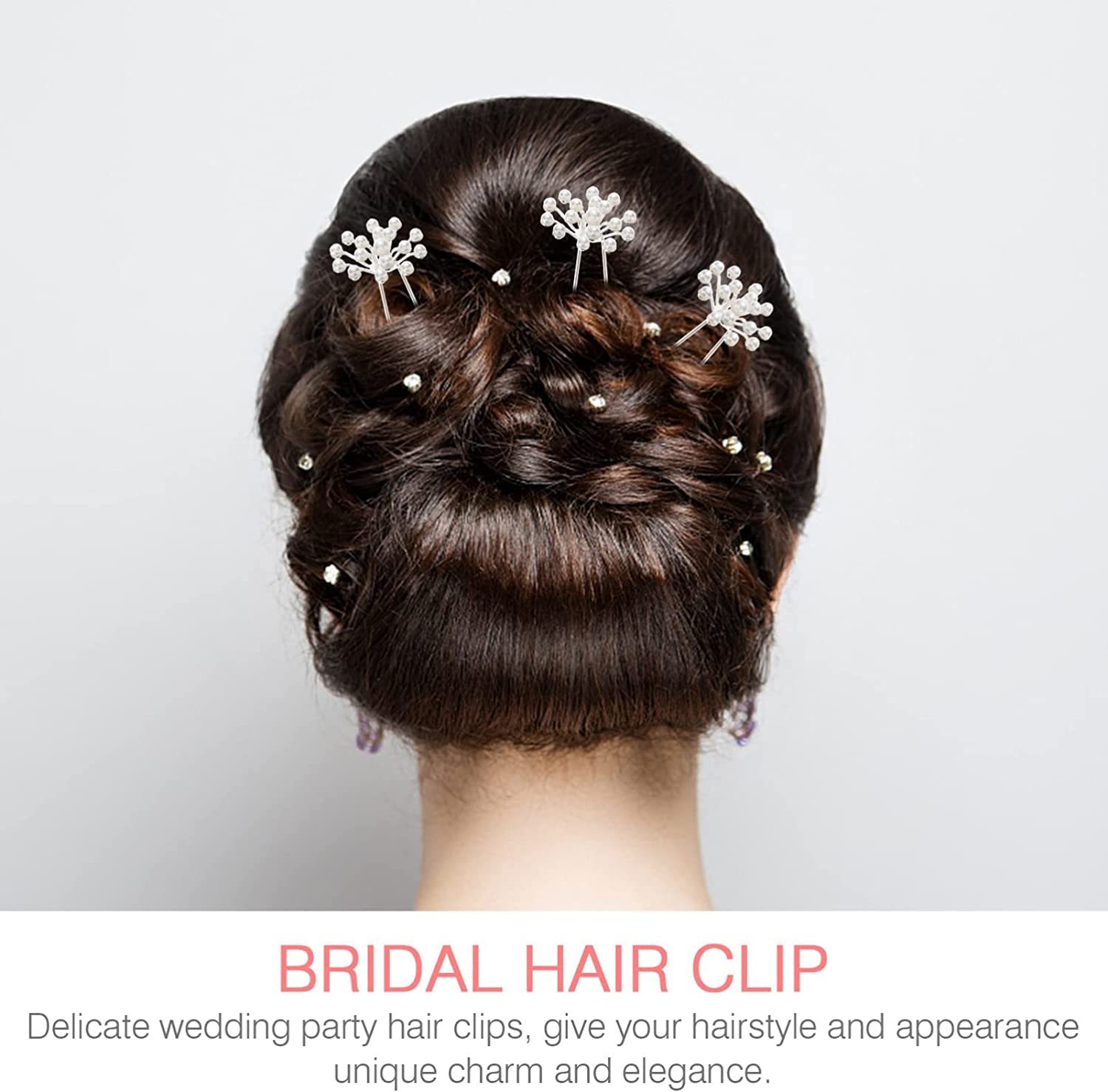 Forcine for capelli ， Fermagli for capelli for donna ， 40 pezzi Copricapo Spose Elegante Forcella Capelli Spilla da sposa Accessorio Ragazze Perle Chic Updo Chignon Gypsophila Damigelle d'onore Fiore