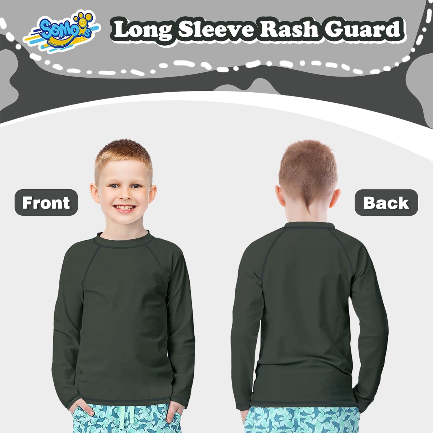 Boys Swim Shirt Rash Guard Long Sleeve for Youth Children Kids Rashguard Water Swimwear UPF+ 50 Swimming Sun Shirt Grey Swim Top 14-16Y