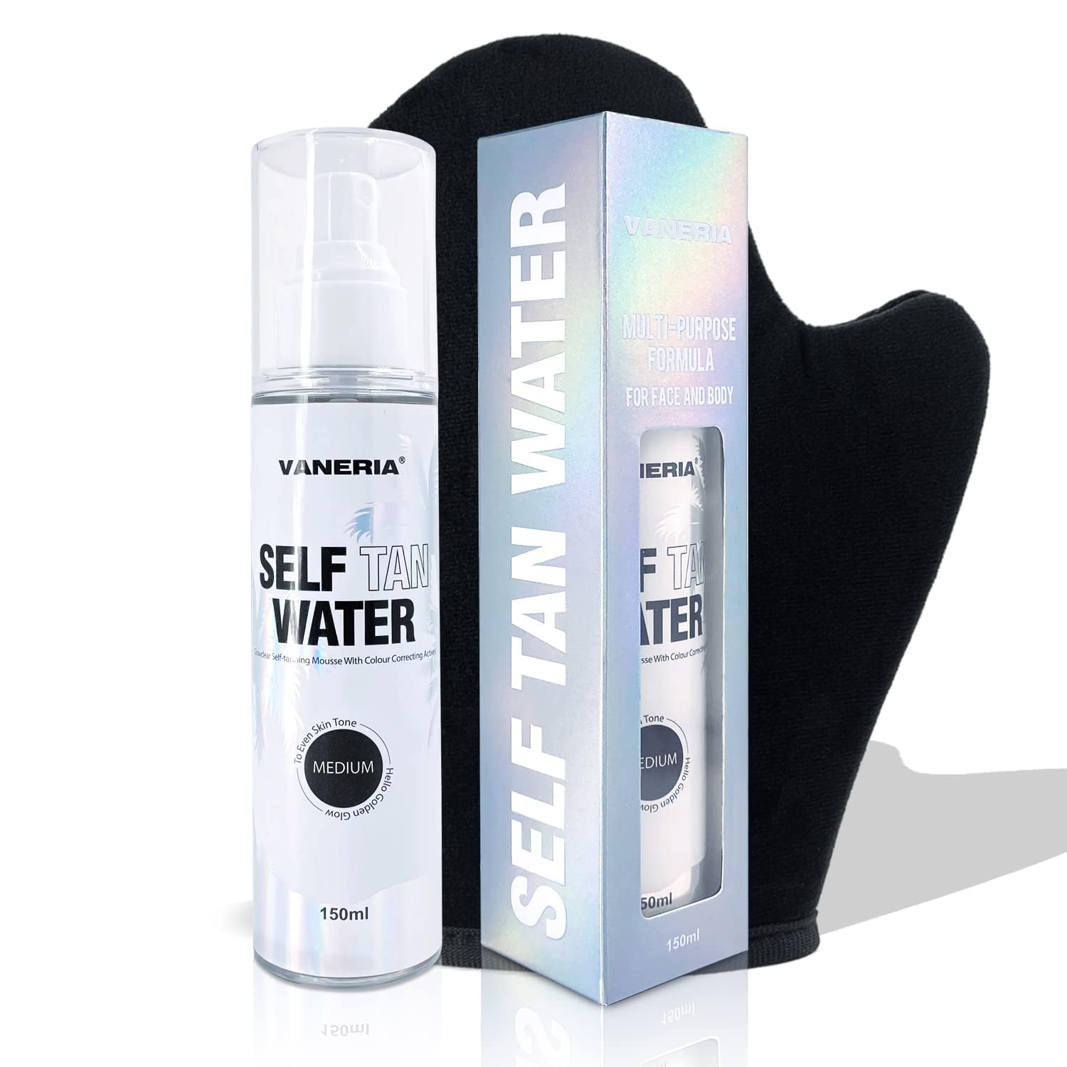 NALACAL Effortless Self Tanner Spray with Professional Mitt – Non-Sticky, Streak-Free Sunless Tanning Water for a Natural-Looking Glow, Quick-Drying Formula, Easy Application, 150ml/5.29 Oz (Medium)