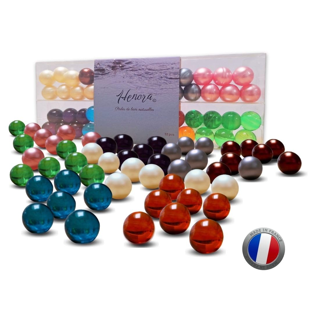 Set de 52 Perlas de Baño de Aceite de Soja Natural sin Parabenos|8 Fragancias Encantadoras|Hidratantes Relajantes|Piel Tersa Suave y Perfumada |Regalos Cumpleaños San Valentín