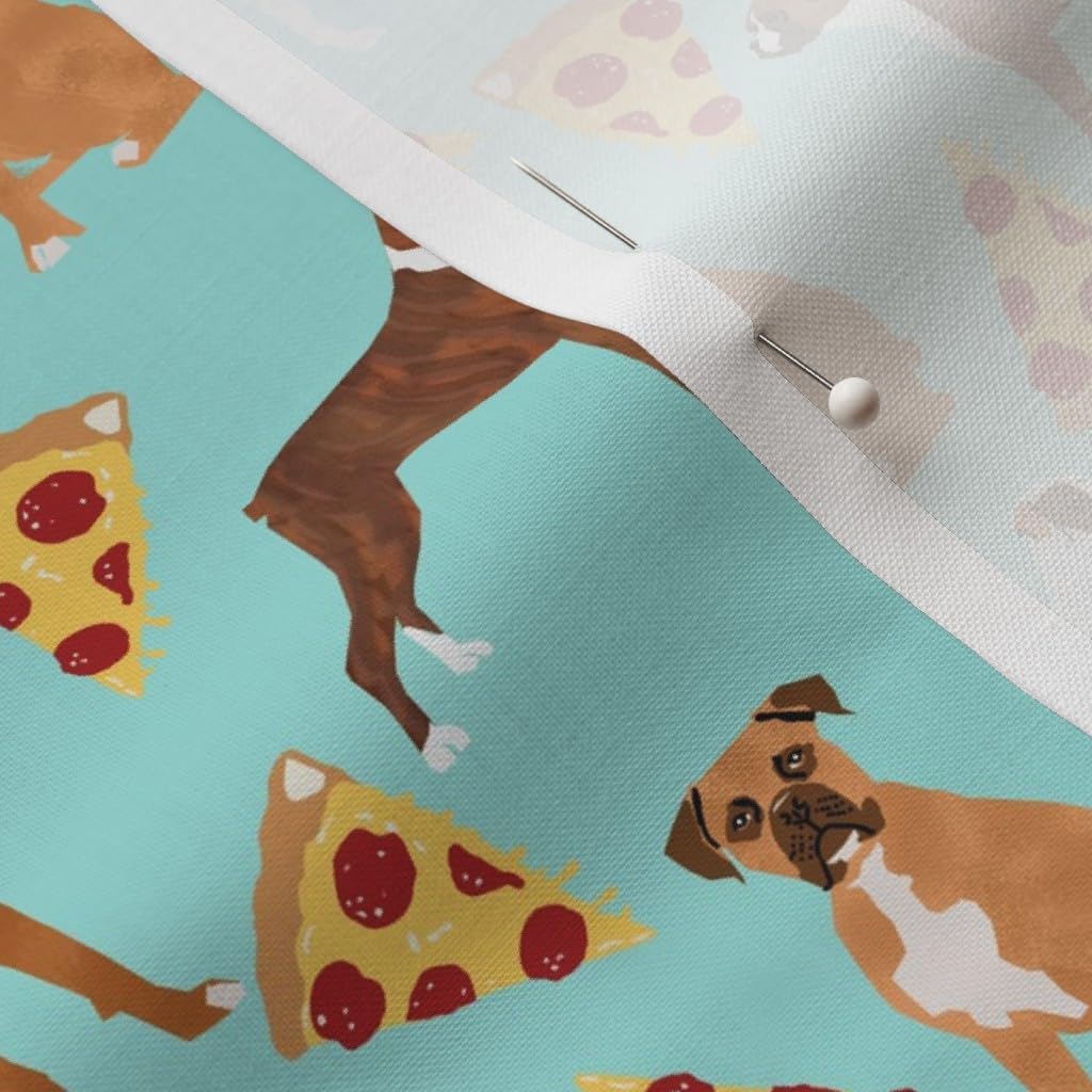 Spoonflower Fabric - Boxer Dog Pizza Cute Boxers Dogs Pet Portrait Printed on Petal Signature Cotton Fabric by The Yard - Sewing Quilting Apparel Crafts Decor