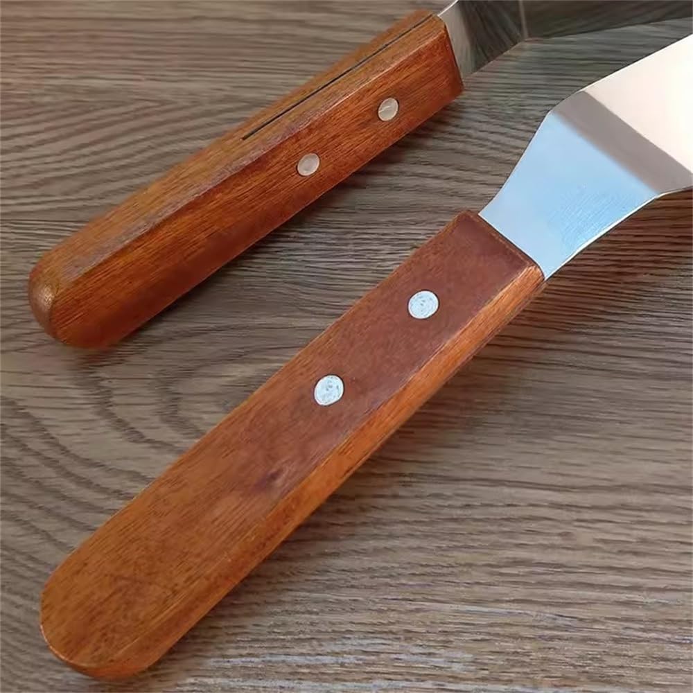 Grillspatel Bratspatel aus Holz, Edelstahl, Kochspatel, Grillspatel, Backutensilien für Grillen