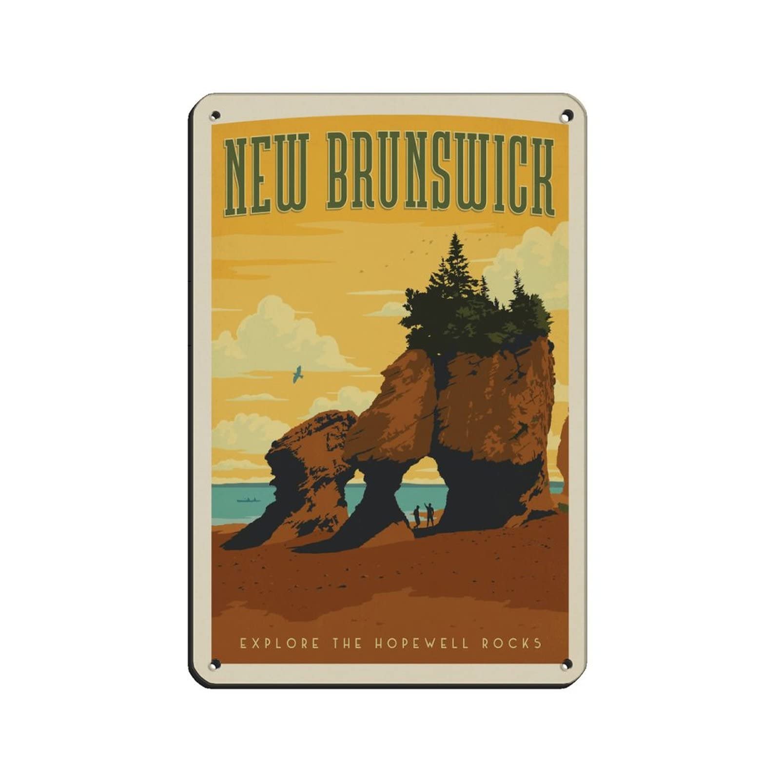 AZOLID Vintage Tin Signs Canada New Brunswick Travel Tin Signs Wall Decor for Cafe Bar Pub Home 14x20CM