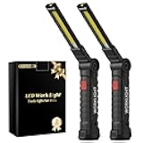 Coquimbo Christmas Stocking Stuffers White Elephant Gifts for Adults Men Him Dad, Rechargeable LED Work Light BBQ Grill Accessories Magnetic Flashlight, Mechanic Light Tools Mens Gifts (2 Pack Black)
