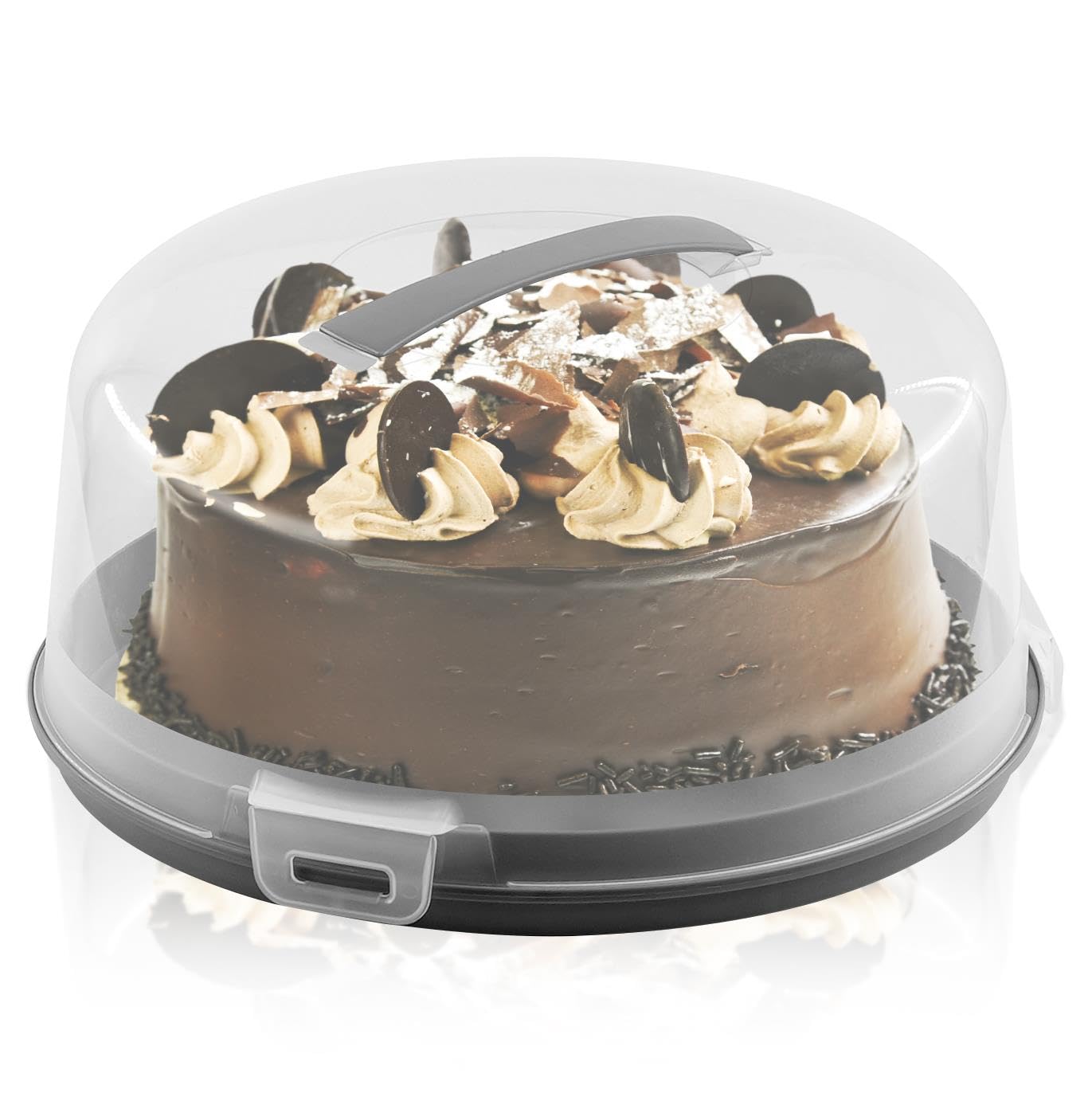 2 in 1 Plastic Cake Carrier with Lid and Handle Portable Round Transparent 11 inch Cake Storage Container Cake Box Two Sided Base for Cake and Cupcakes