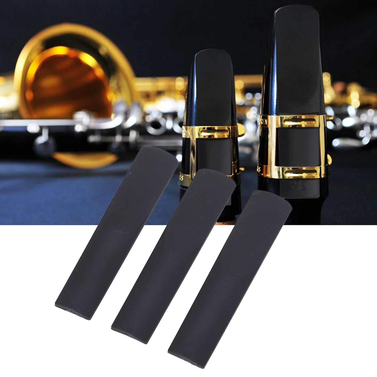 3pcs Resin Tenor Saxophone Reeds 2.5 Strength Black Color Practice Tenor Sax Mouthpiece Reeds for Beginners Students