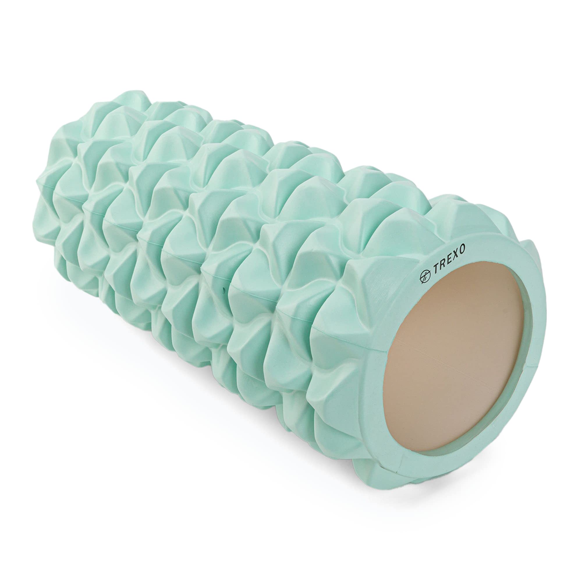 TREXO Rouleau De Massage 33 Cm – Mousse EVA & PVC, Bleu, Pour Maison, Pilates, Yoga, Stretching Et Physio
