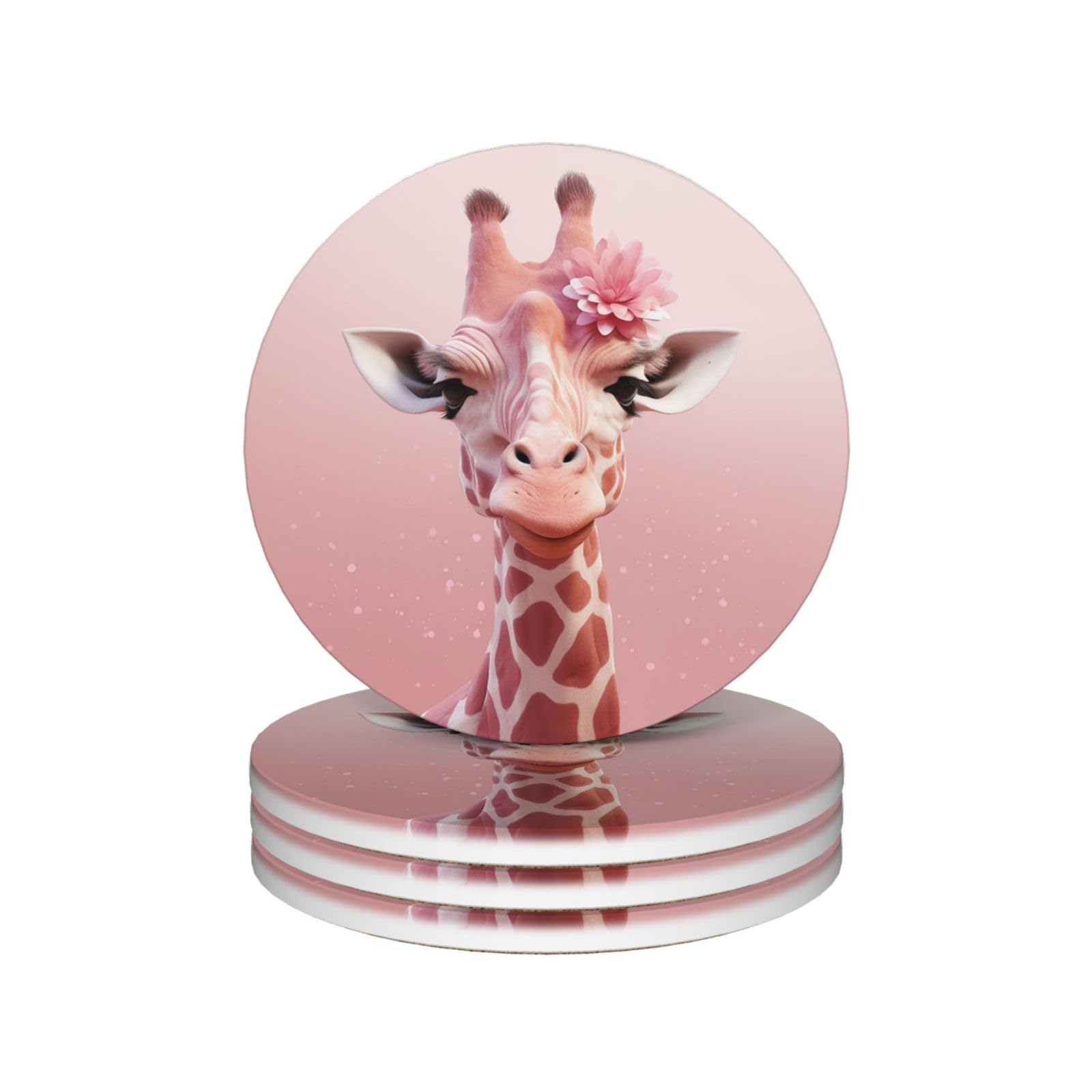 Dessous de verre absorbant girafe rose en céramique pour éliminer les traces de condensation