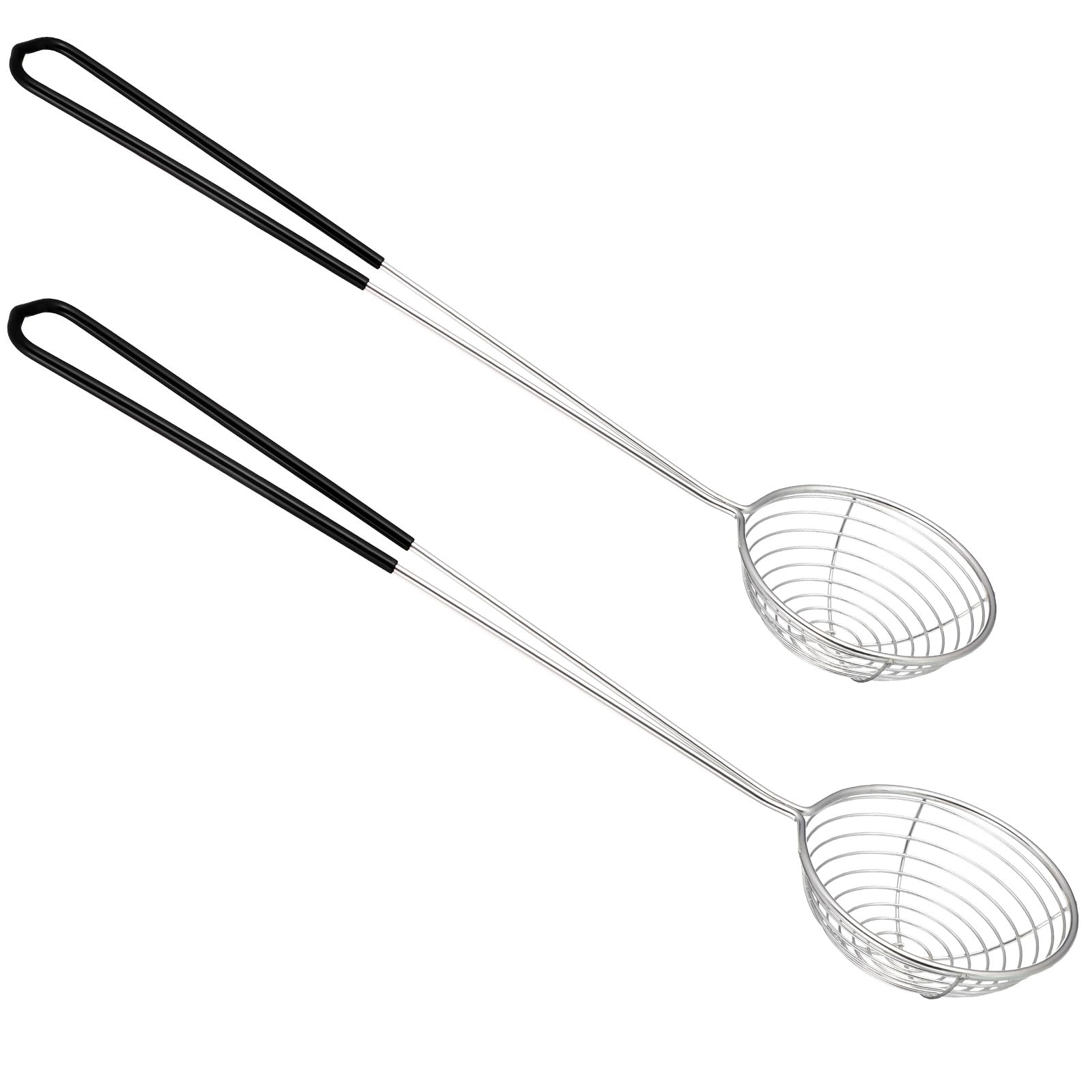Photo 1 of ***STOCK PHOTO FOR REFERENCE ONLY*** Stainless Steel Hot Pot Strainer Spoons, 2 Sizes Fatsoff Soup Scoop Boba Spoon Scoop with Handle Ladle Wire Cooking Spider Skimmer Spoon for Hot Pot, Kitchen, Meatball, Oil Filter Black