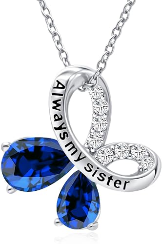 Sister Birthday Gifts 925 Sterling Silver Birthstone Infinity Necklace