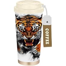 Coffee Tumbler Fierce Tiger Travel Insulated Mug with Lid Outdoor Stainless Steel Cup