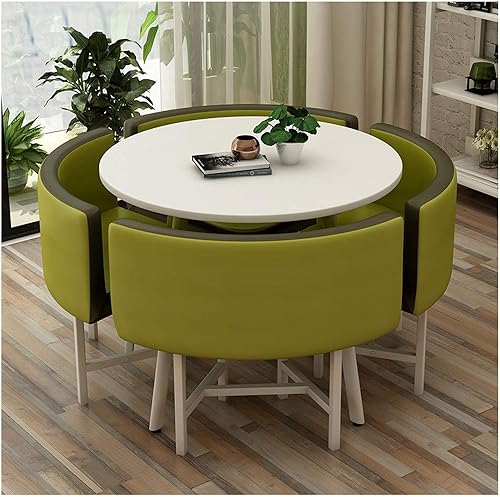 Juego de mesa y silla simple de diseño moderno Mesa redonda Balcón Sala de estar Mesa de comedor Oficina Sala de reuniones Salón 4 sillas de cuero