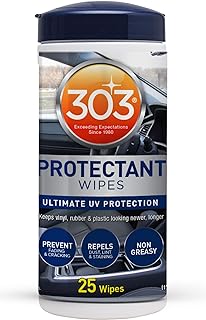 303 Protectant Wipes - Ultimate Automotive UV Protection - Prevent Fading and Cracking - Repels Dust, Lint, and Staining - Non Greasy - 25 Wipes (30397)