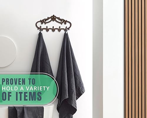 Miniatura 6 de Comfify Percha de hierro fundido para montar en la pared, diseño vintage con 5 ganchos, llaves, toallas, abrigos, etc. - Montaje en pared, metal,