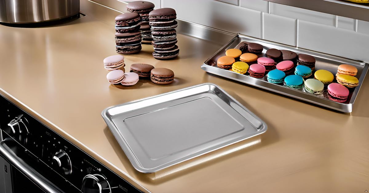 DAJAVE Plaque à Pâtisserie en Acier Inoxydable, Lot de 4 Plaque de cuisson 40 x 30x 2 cm Plateau inox Rectangulaire Plaque à Pâtisserie Plaque Four antiadhésive Four Pour La Cuisson Et Le Rôtissage