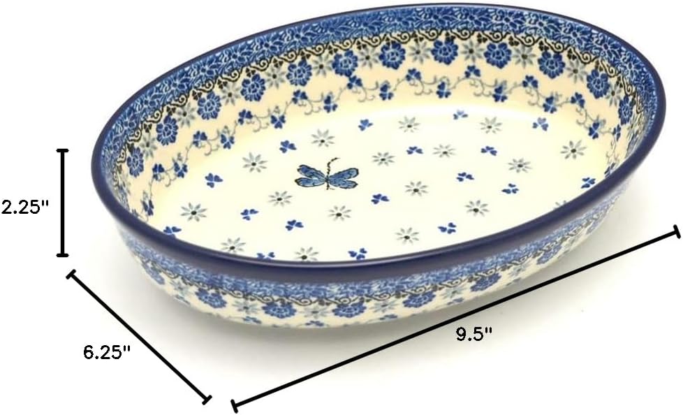 Polish Pottery Baker - Oval - Small - Dragonfly