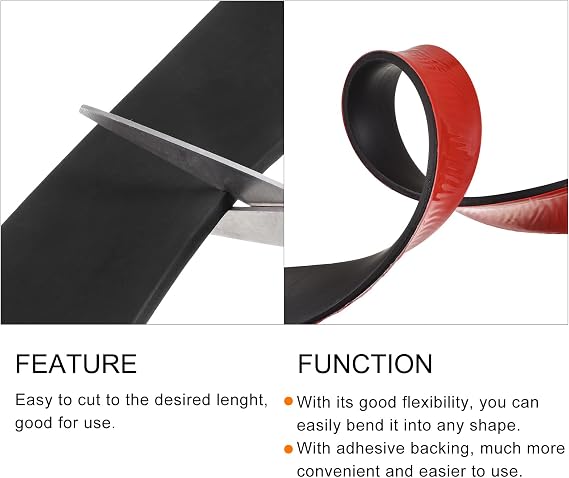METALLIXITY Solid Rubber Strips (39.37 L x 0.59 W x 0.2 T) 1Pcs, Rubber Neoprene Seal Strips - for DIY Gasket Sealing Padding, Black