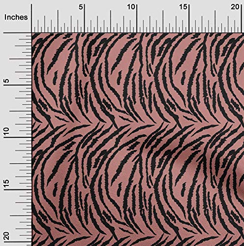 oneOone Viscose Chiffon Dusty Rose Fabric Tiger Animal Skin Fabric for Sewing Printed Craft Fabric By The Yard 42 Inch Wide