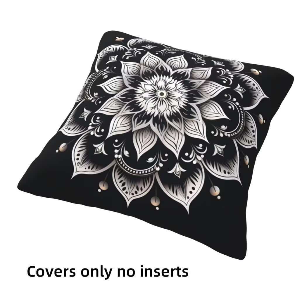 Kissenbezug 45x45 Samt Schwarz und Weiß Kissenbezüge 4er Set Dekorative Sofakissen Couchkissen Boho Kissen Kissenhüllen mit Verstecktem Reißverschluss für Schlafzimmer Wohnzimmer Heimdekoration -LI242