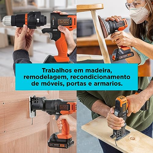Black Decker Jogo de Ferramentas Combinadas, com Furadeira e Parafusadeira, Serra Tico Tico e Lixade