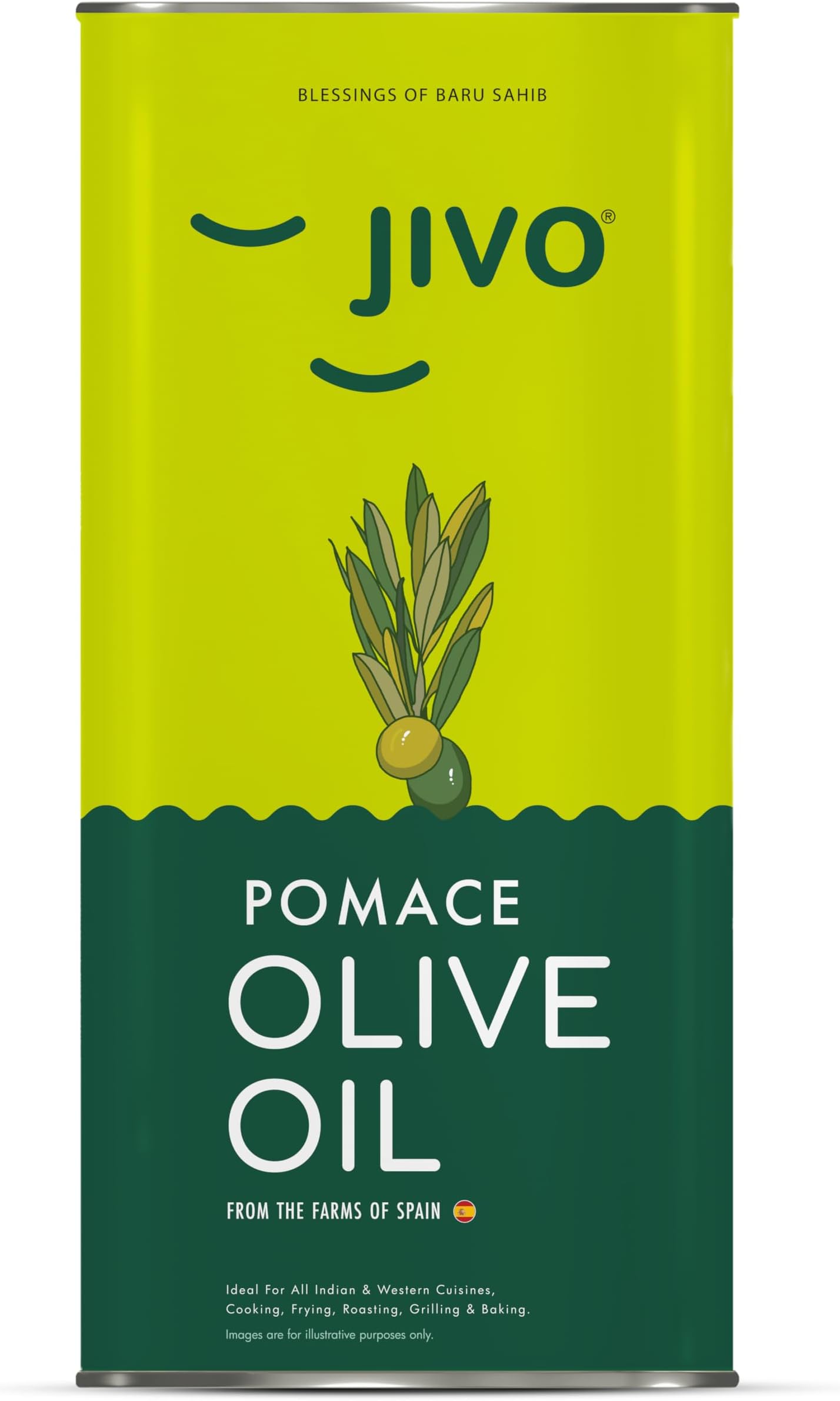 Pomace Olive Oil 5 Litre Tin for Everyday Cooking | Imported From Spain | Recommended for roasting, frying, and baking all types of cuisines | Rich in MUFA | Low in Saturated Fat.