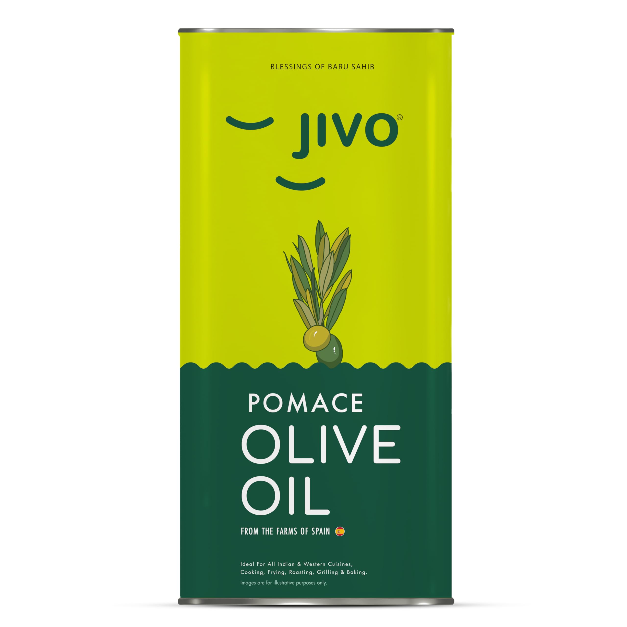 Jivo Pomace Cooking Olive Oil 5 Litre Tin | Recommendable for Roasting, Frying, Baking All type of Cuisines| Healthy Cooking Oil for Daily use |