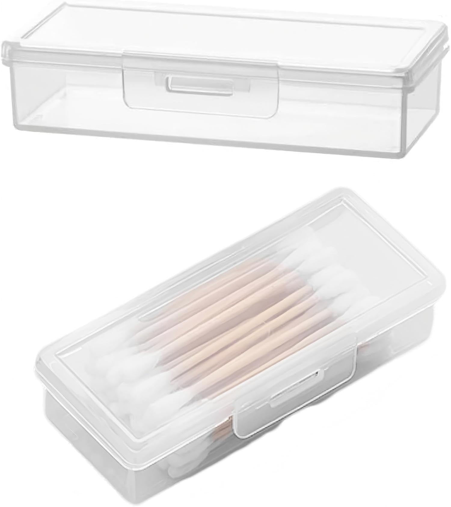 Gskqcrpr 3-Pack Transparent Cotton Swab Organizer - Dustproof & Moistureproof Travel Storage Box For Swabs/Toothpicks, Compact Portable Case With Snap Lid For Home/Outdoor/Bathroom Essentials (3Pc)