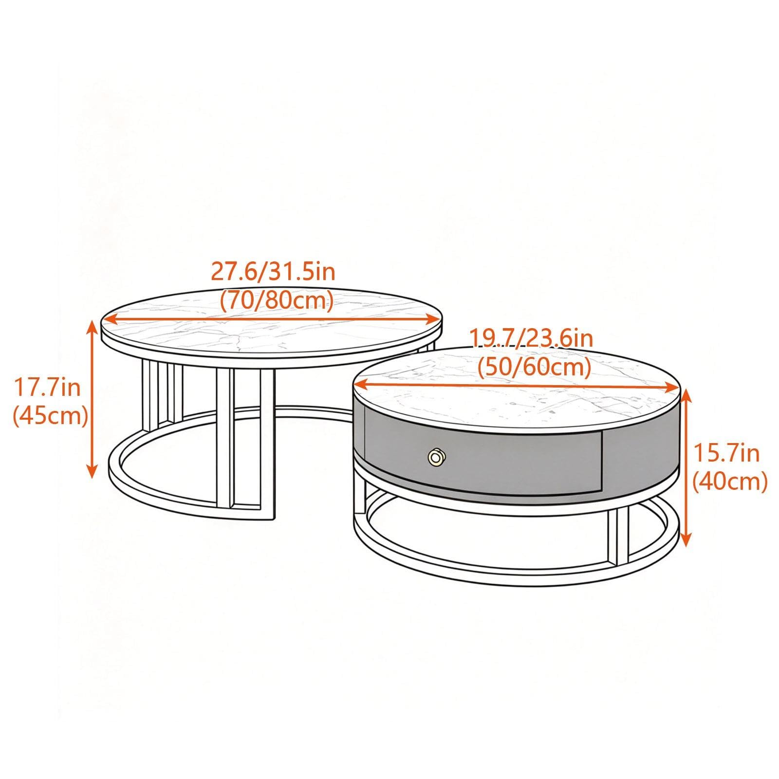 Mesa de Centro Redonda, Set 2 Piezas, para Mesa de Centro