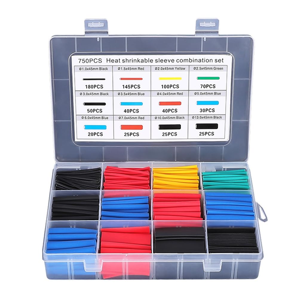 Vjsujehgy 750Pcs Heat Shrink Tube Tubing Insulation Shrinkable Tube Assortment Electronic Wire Cable Sleeve Kit