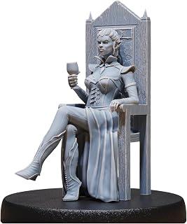 Unpainted DND Royal Vampire Lady Throne Miniature Figurine, Tabletop Gaming Collectible, Fantasy World, Ideal Gift for Dungeon Masters and Collectors - Designed by Epic Miniatures