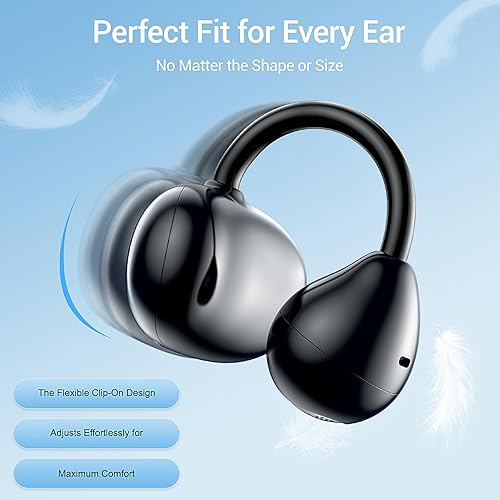 Miniatura 2 de Auriculares con clip de oreja abierta, inalámbrico, Bluetooth 6.0, estuche de carga de auriculares inalámbricos con clip de 80 horas de