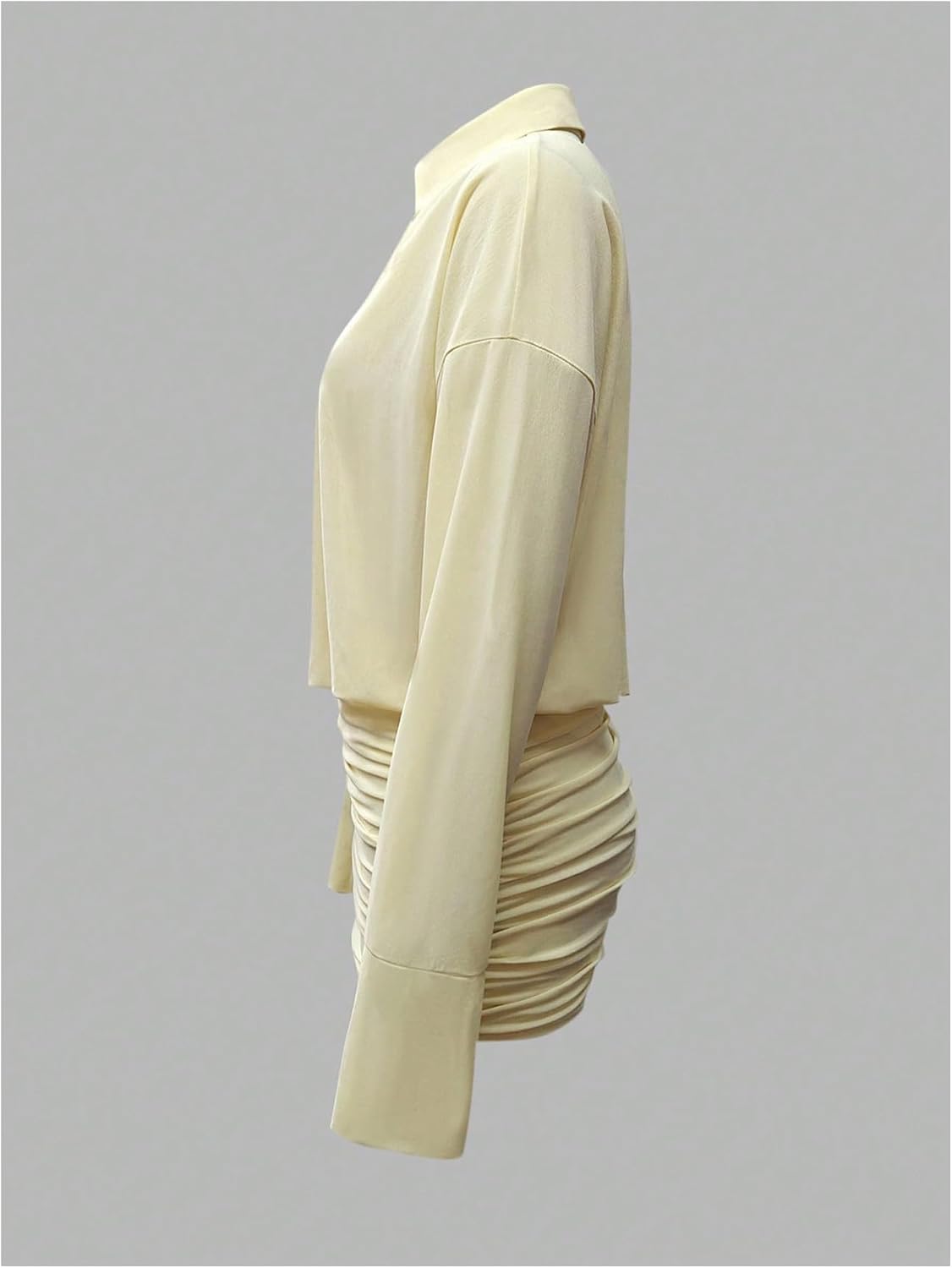 GORGLITTER Women's Sheer Going Out Dresses Mesh Long Sleeve Button Up Dress image 2