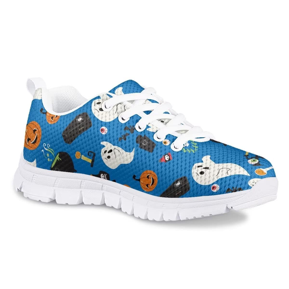 Halloween Blue Kids Lace Up Sneaker Comfortable Running Shoes Boy Girl Little Kid Big Kid Tennis Shoes for Kids Girls Flat Students Shoes