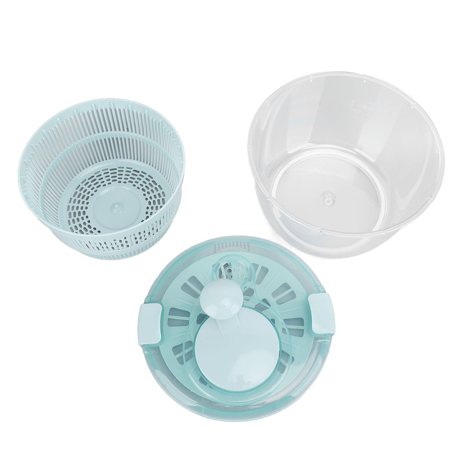 Kuuleyn Salad Dryer Lettuce Spinner Salad Spinner Lake Blue 5L Fast One Handed Manual Salad Washer Spinner for Vegetable Fruit Lettuce