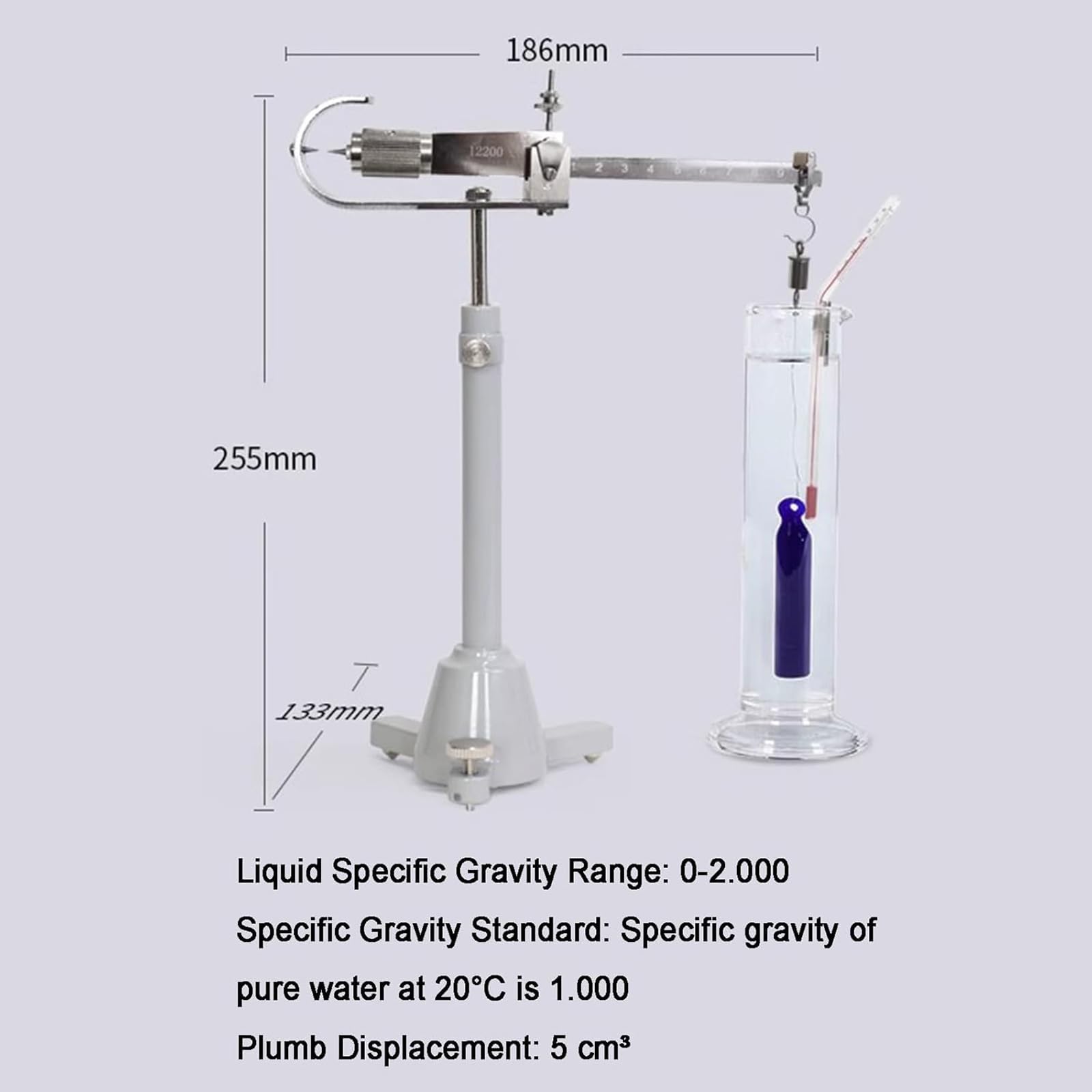 Balanza de densidad de líquidos, báscula de peso mecánica, rango de medición 1-2.000, precisión 0.001, puerto de drenaje de 5 cm³ para medición de densidad de líquidos de laboratorio