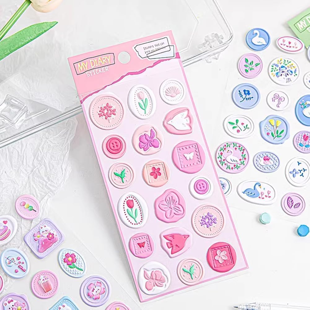GLNRM Designs Wax Seal Sticker Envelope Seal Embossed Stamp Sticker Cute 3D Sticker Puffy Sticker Deco Foam Sticker Adhesive Dot Sticker for Scrapbooking Journal Wrapping Card-Making Crafting (1)
