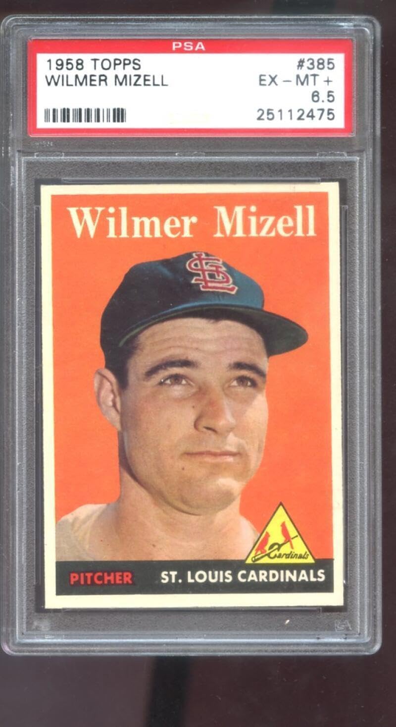 1958 Topps #385 Wilmer Mizell PSA 6.5 Graded Baseball Card St. Louis Cardinals - Slabbed Baseball Cards